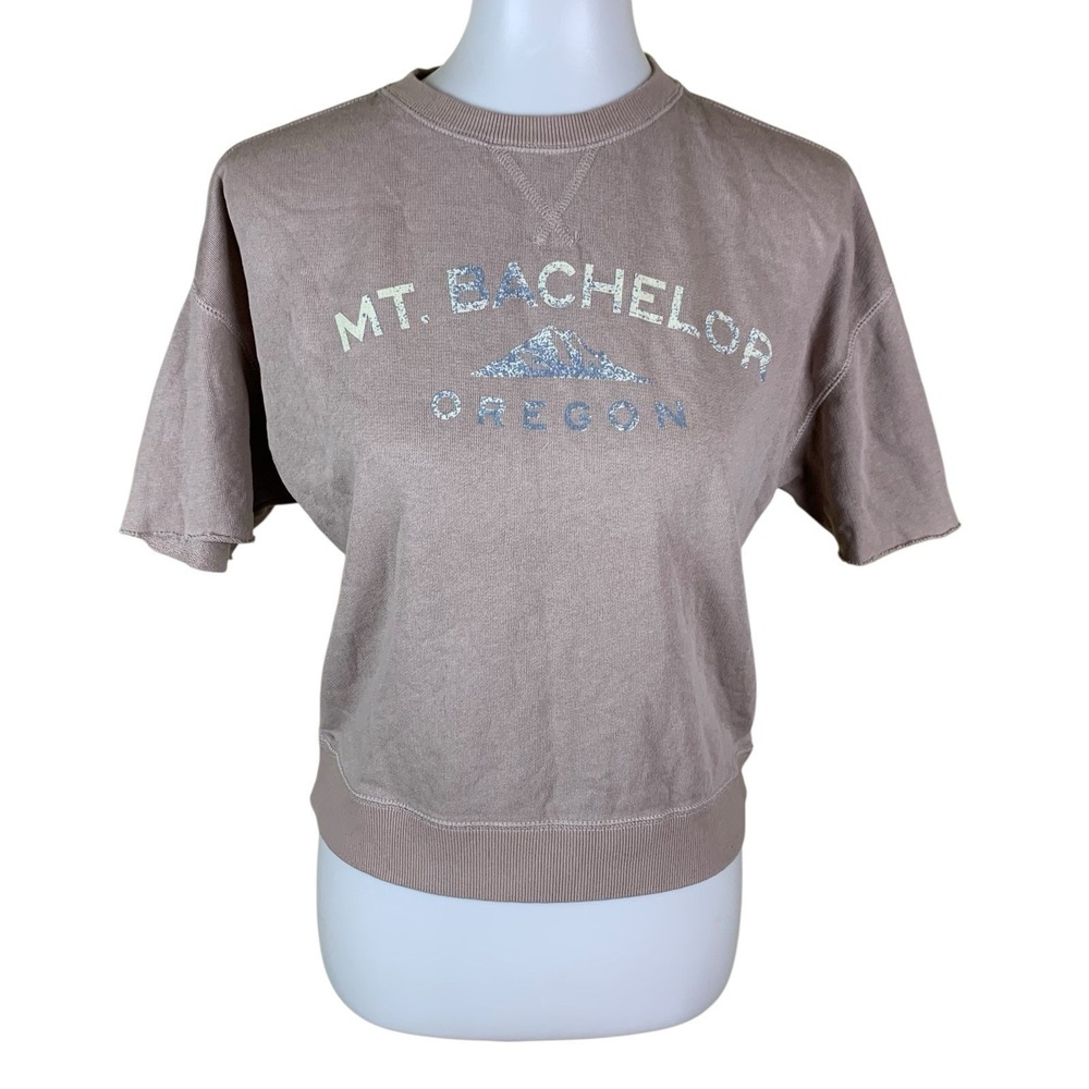 TECHSTYLES MT Bachelor Oregon Graphic Sweatshirt Taupe Vintage Style M